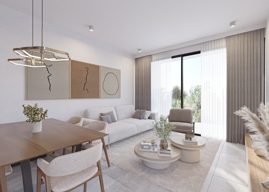 Living room in 2 Bedroom apartment communal with pool in chloraka Living room in 2 Bedroom apartment communal with pool in chloraka
